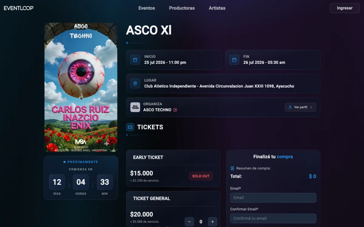 Event page & ticketing